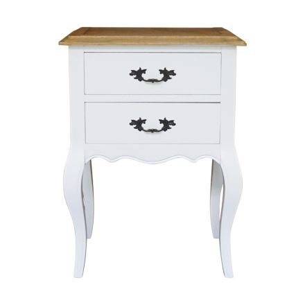 French Provincial Classic White bedside Lamp Table with 2 Drawers