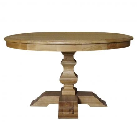 French Provincial ASH Extendable Round Dining Table with Pedestal Base in Natural