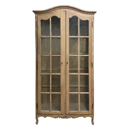 French Provincial Classic Glass Display Cabinet /Bookcase in Natural