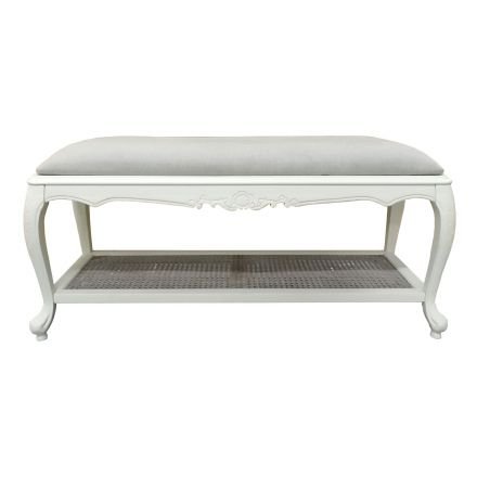 French Provincial Classic White Bed End Stool