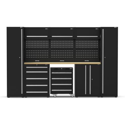UltraTools 3250mm x 550mm x 2025mm Black Economy Workshop Garage Storage Cabinet Set