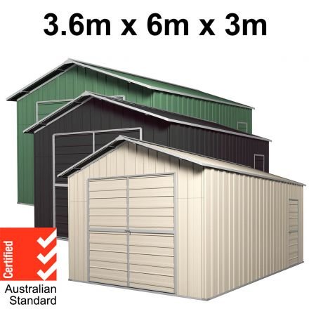Garage 6m x 3.6m x 3m Double Barn Door Workshop Shed EXTRA High 4 Frames