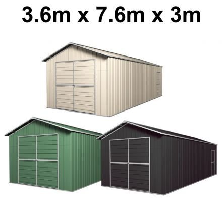 Double Barn Door Garage Shed 3.6m x 7.6m x 3m