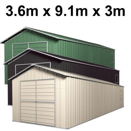 Double Barn Door Garage Shed 3.6m x 9.1m x 3m
