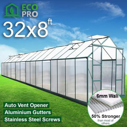 EcoPro 6mm 32 x 8ft Greenhouse