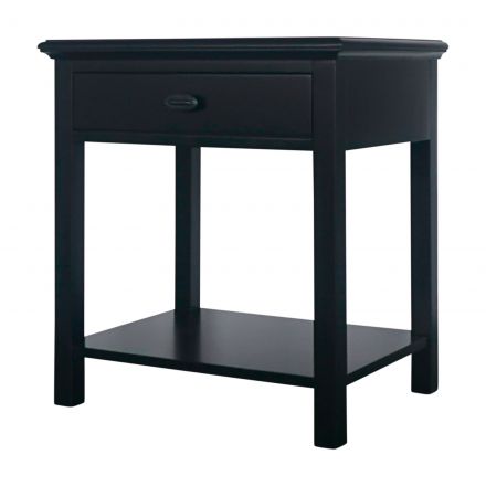 Hamptons Halifax Single Drawer Bedside Table Nightstand with Magazine Tray in BLACK or WHITE