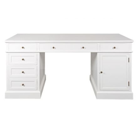 Hamptons Style 180cm Timber Executive Desk WHITE									
