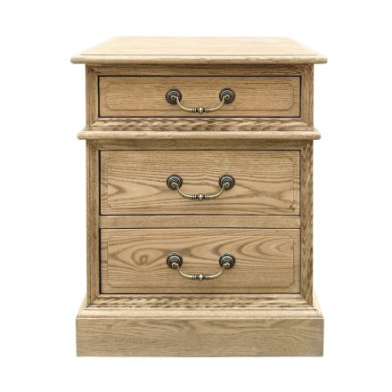 Hamptons Halifax Three Drawers Bedside Lamp Table Nightstand NATURAL