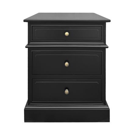 Hamptons Halifax Three Drawers Bedside Lamp Table Nightstand BLACK