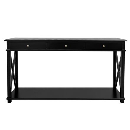 Hamptons Halifax Side Cross Drawers Console Hall Table Furniture Black
