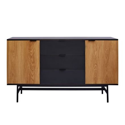 Harper Contemporary Modern 3 Large Drawers with 2 Side Cabinets Sideboard