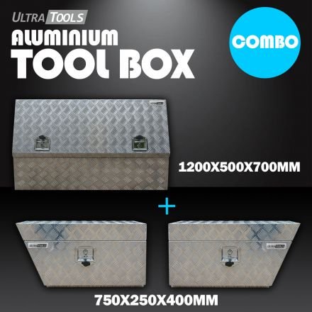 COMBO - Ultra Tools 2.5mm Aluminium 1200x500x700mm Side Opening Tool Box + 1.5mm Aluminium 750x250x400mm Under Tray Side Tool Box 