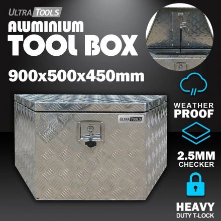 Aluminium Ute Tool Box 1.5mm 900x500x450mm Drawbar Vehicle Storage