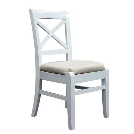 Set of 2 Hamptons Cross Back Dining Chair Rubber Wood Fabric Foam Seat