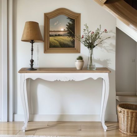 French Provincial Console Hall Table in White
