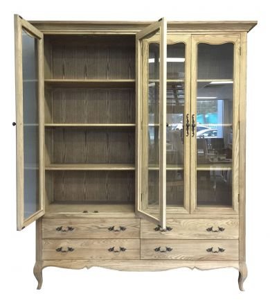 French Provincial Furniture Double Glass Display Cabinet Bookcase
