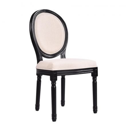Louis Dining Chair Set of 2 French Provincial Upholstered White Black Washed Oak