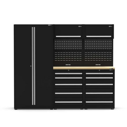 UltraTools 2420mm x 550mm x 2025mm Black Economy Workshop Garage Storage Cabinet Set