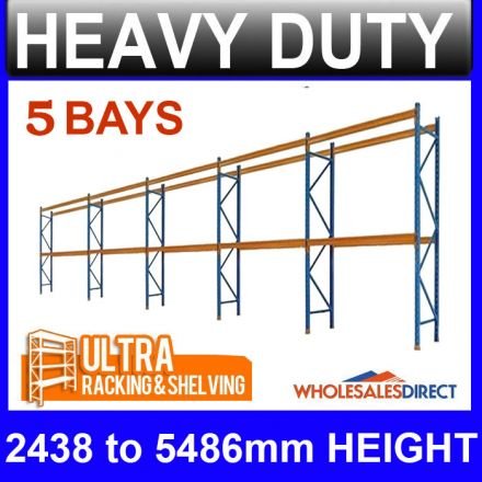 Pallet Racking System - 5 Bays - 2.5m to 5.4m High