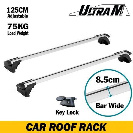  ULTRAMOTOR 128cm Universal Fit Adjustable 8.5cm Extra Width Cross Bars Car Roof Rack