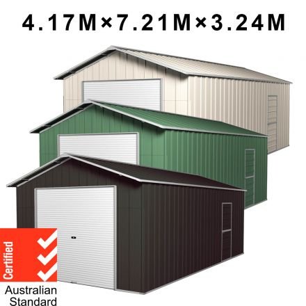 Garage Shed 7.21m x 4.17m x 3.24m with Roller Doors