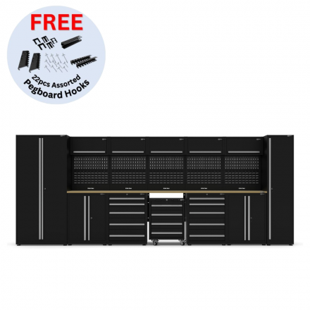 UltraTools 5150mm x 550mm x 2025mm Black Economy Workshop Garage Storage Cabinet Set