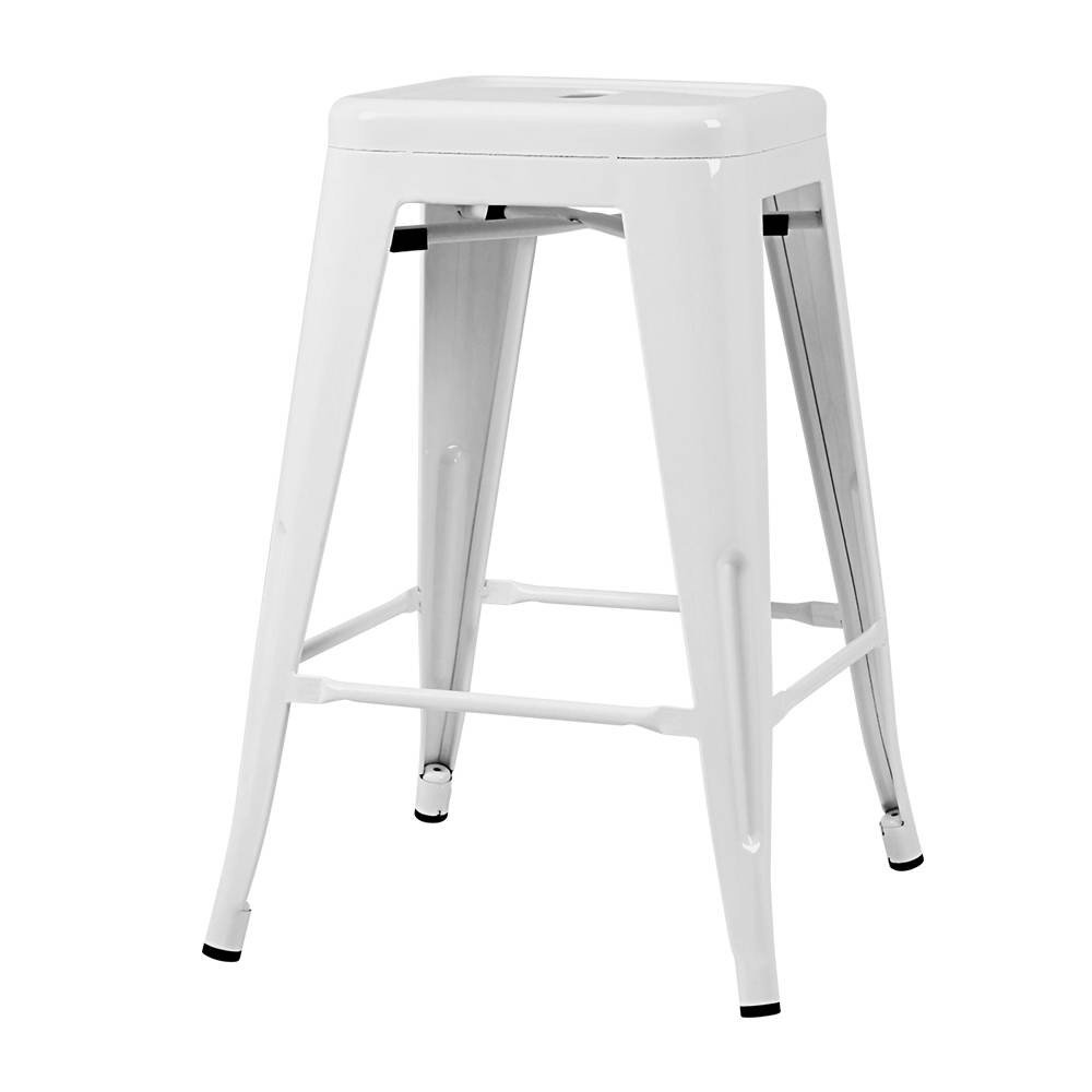 Artiss 4x Replica Tolix Bar Stools Metal Bar Stool Kitchen Cafe Chair 66cm  White
