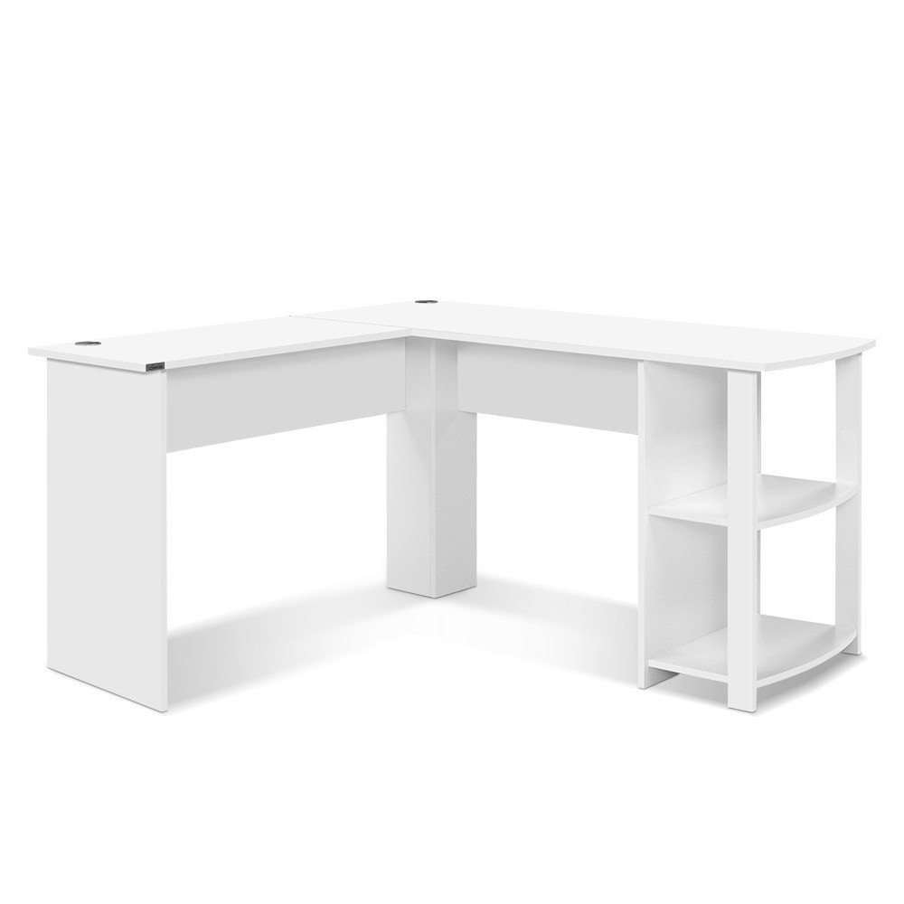 Shop Artiss Office Computer Desk Corner Student Study Table Workstation L-Shape  Shelf White Online - Wholesales Direct