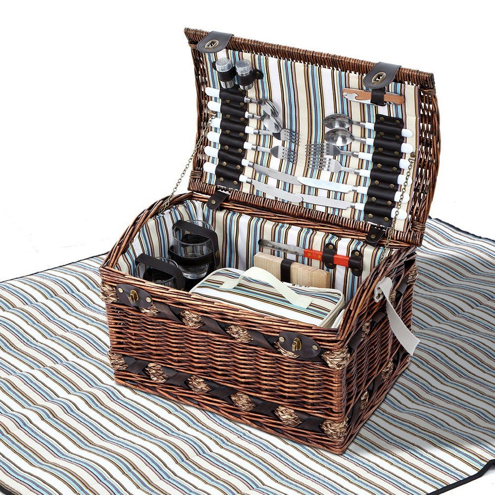 Shop Alfresco 4 Person Wicker Picnic Basket Baskets Outdoor Insulated