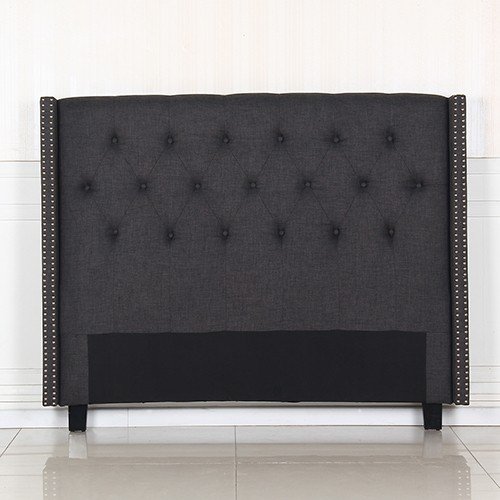 Shop Bed Head Queen Charcoal Headboard Upholstery Fabric Studded
