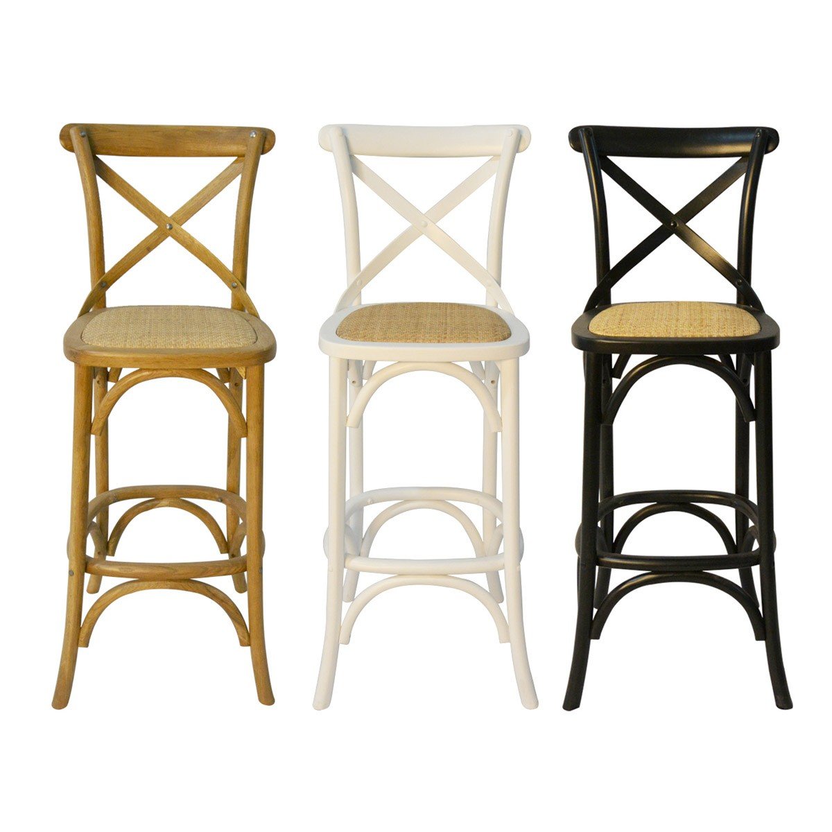 French Provincial Hamptons Cross, French Cane Back Bar Stools