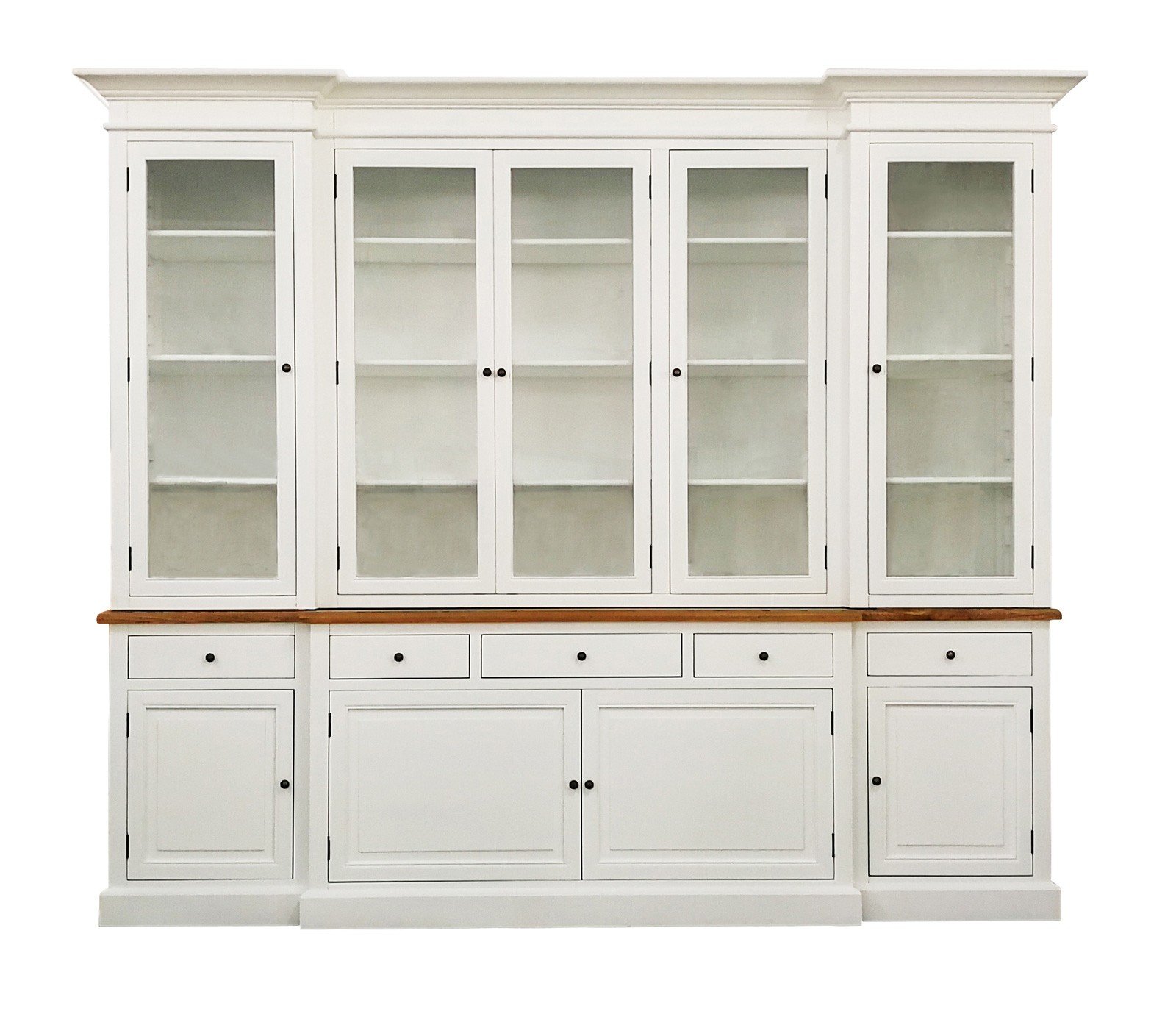 Hamptons Buffet Sideboard Glass Doors, White Bookcase Cabinet With Doors