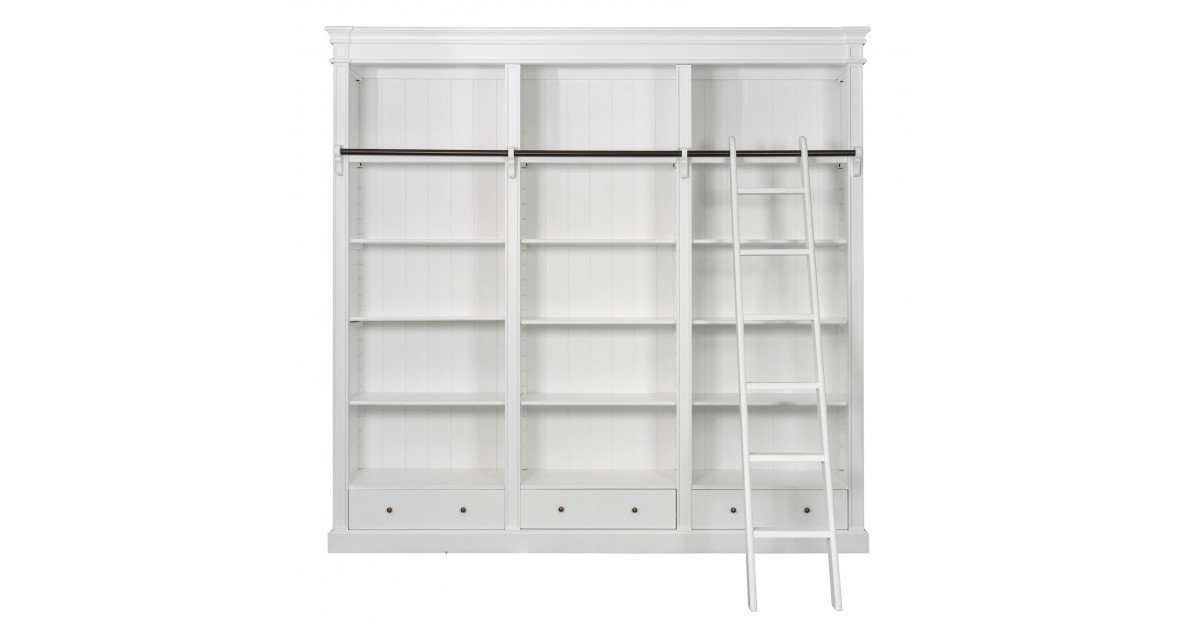 Shop Hamptons Open Library Bookcase with Ladder White Online