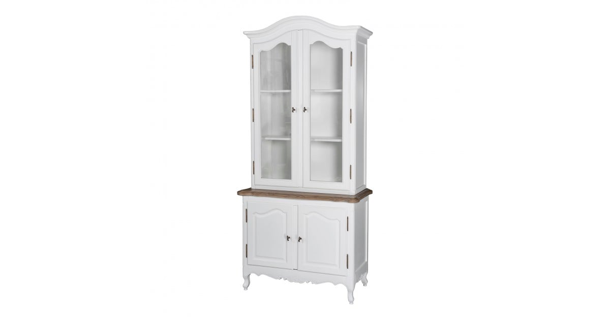 Vitrine Buffet Vintage Style Campagne – Porte En Verre, Bois Et MDF, 191 Cm