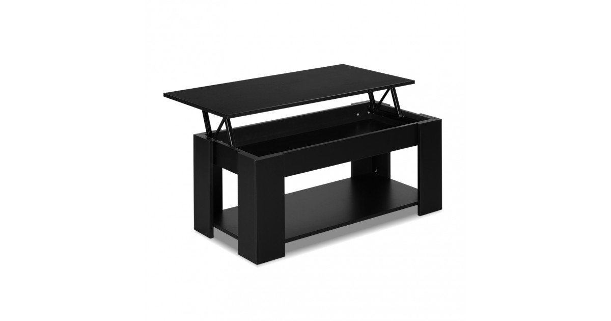 Shop Artiss Lift Up Top Coffee Table Storage Shelf Black Online