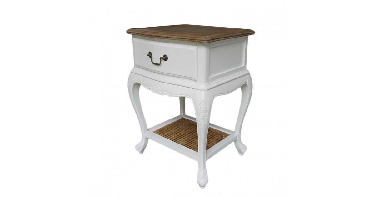 Shop French Provincial White Bedside Lamp Table With Oak Top Online