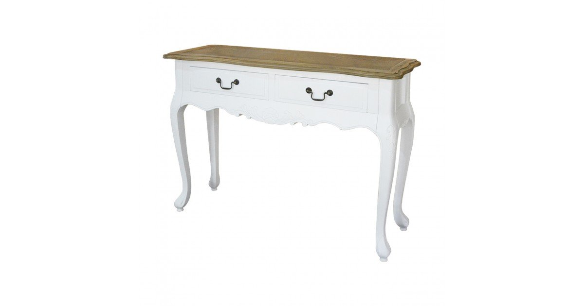 Shop French Provincial 2 Drawer White Console Hallway Table with Oak