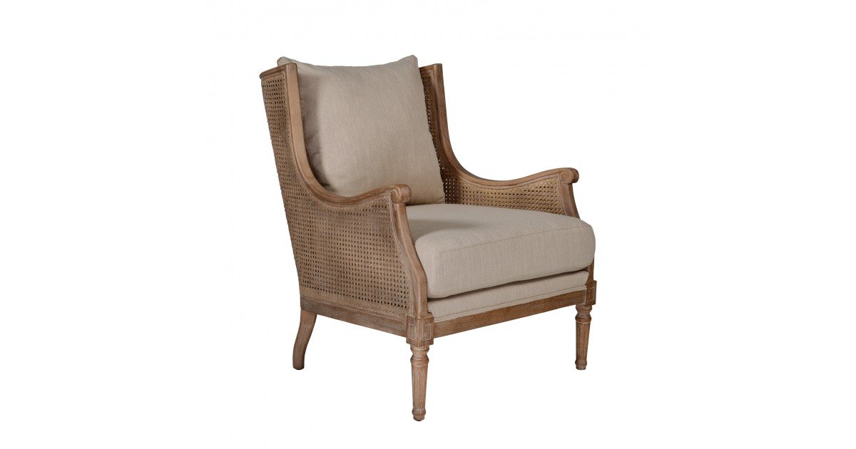 Shop Havana Linen and Rattan Wingback Armchair Online