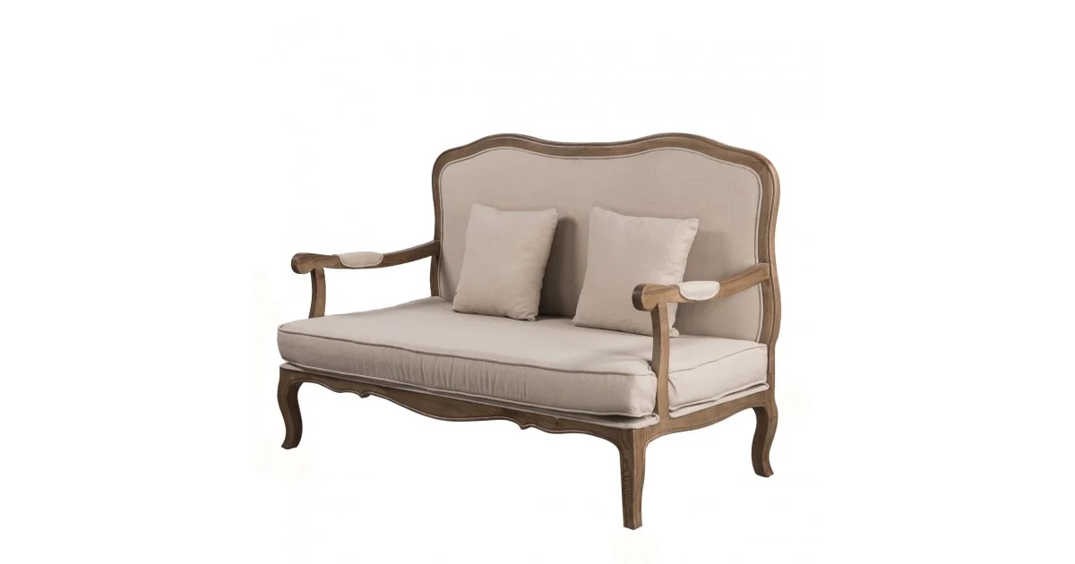 Shop French Provincial Double Sofa with Arm in Natural Oak Online