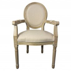 Louis Dining Armchair Set of 2 French Provincial Upholstered Carver Chair White Black or Washed Oak