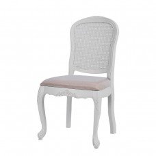 French Provincial White Rattan Dining Chair