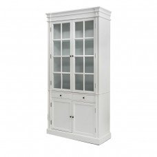 Hamptons 2 Glass Door Display Cabinet /Bookcase in White