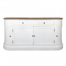 Hamptons Provence Sideboard Buffet in WHITE/BLACK with Natural Top