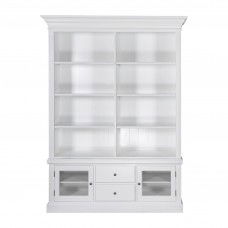 Hamptons Versatile Bookcase Cabinet with cupboard and drawers White