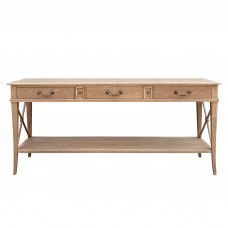 Hamptons Halifax Side Cross 3 Drawers Console Hall Table - Natural Oak