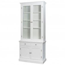 Hampton Halifax 2 Glass Door Hutch Display and Buffet Cabinet Bookcase Cupboard