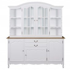 French Provincial Glass Display Buffet and Hutch Kitchen Dresser Cabinet