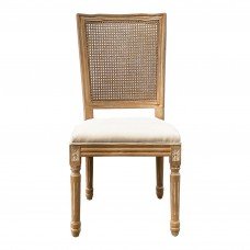 French Provincial Louis Rattan Upholstered Dining Chair in Natural (Ex-Display)