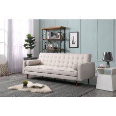 Sofa Bed 3 Seater Button Tufted Lounge Set For Living Room Couch In Fabric Beige Colour