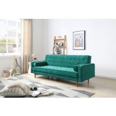 Sofa Bed 3 Seater Button Tufted Lounge Set For Living Room Couch In Velvet Green Colour